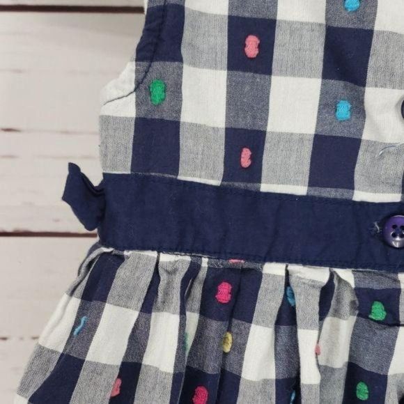 Koala Kids Girls Blue Gingham Checkered Short Sleeve Polka Dot Dress Size 24 Mon - Picture 5 of 6